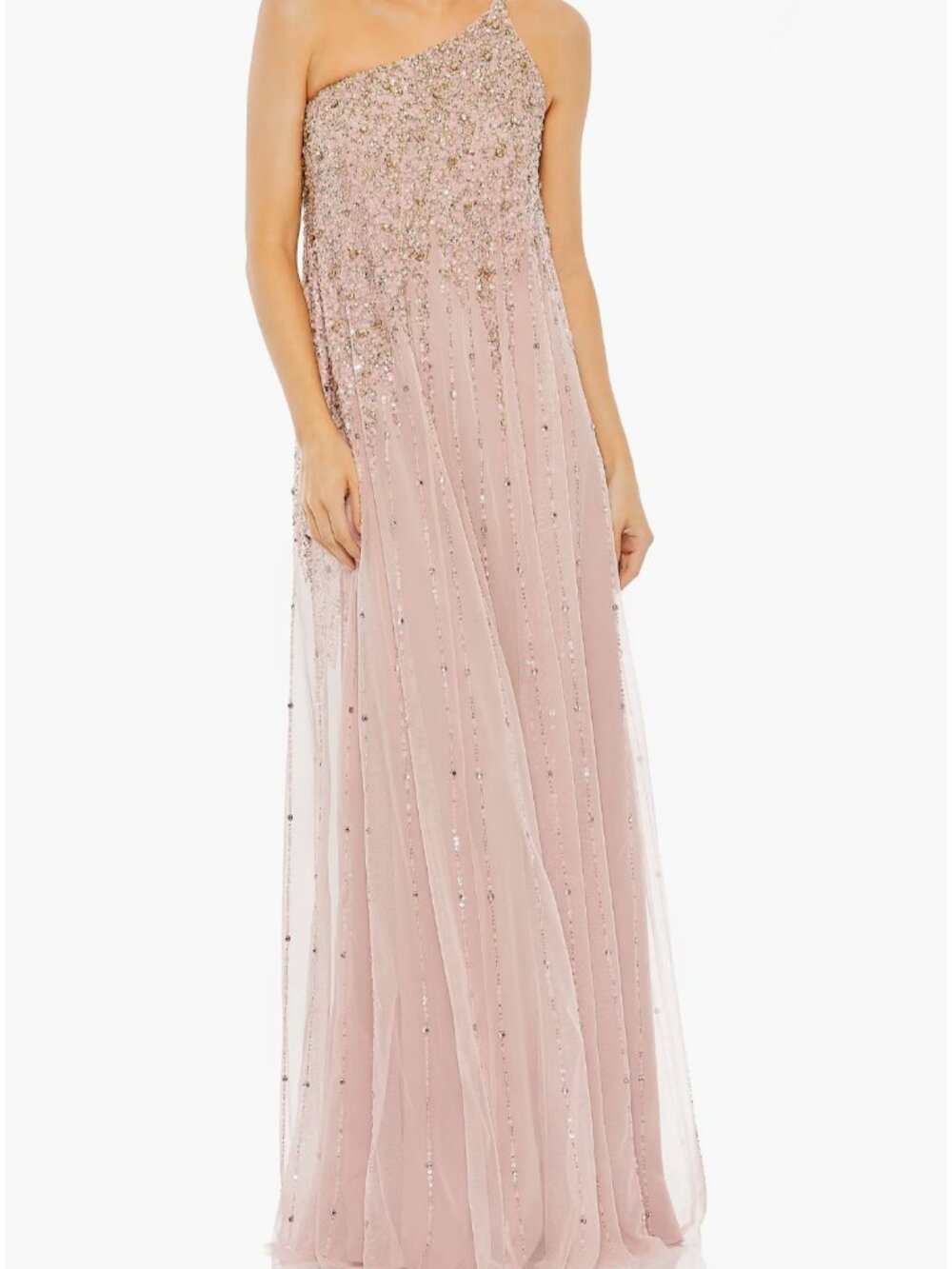 Mac Duggal Blush Beaded One Shoulder Gown Size 14 — As-Is - Picture 4 of 17